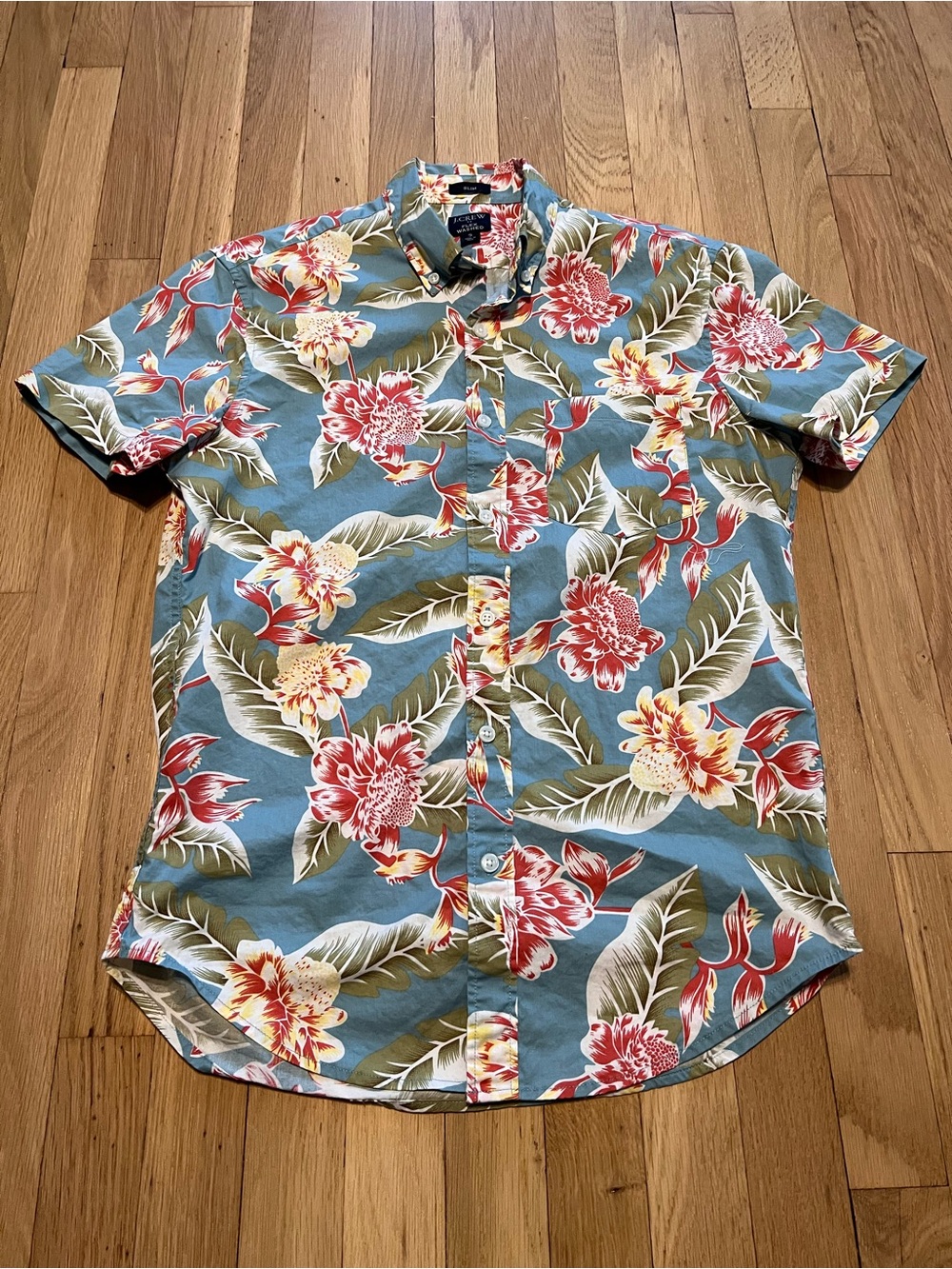 J. Crew S Slim Aloha Short-Sleeve Floral Button-Down